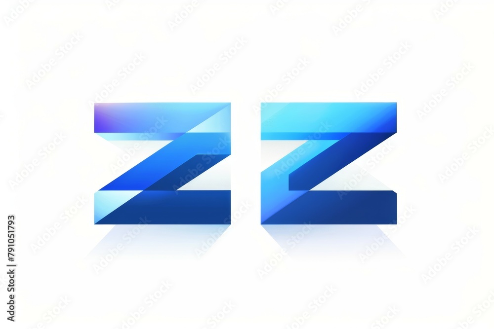The blue and white letters ZZ are in a zigzag pattern The blue and white letters ZZ are in a zigzag pattern