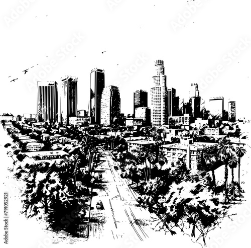Sketched Los Angeles Skyline, Artistic Impressions