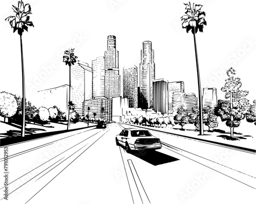 Los Angeles City Landscape, Black and White