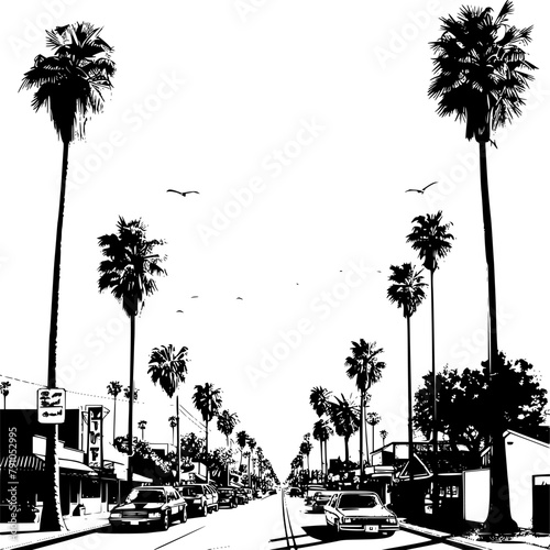 Flat Design Vector Illustration of Los Angeles, Stunning Poster