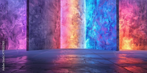 Abstract Luminescent Pigment Mockup on Concrete Floor