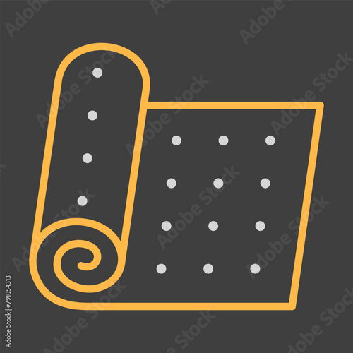 Roll of camping or fitness carpet vector icon