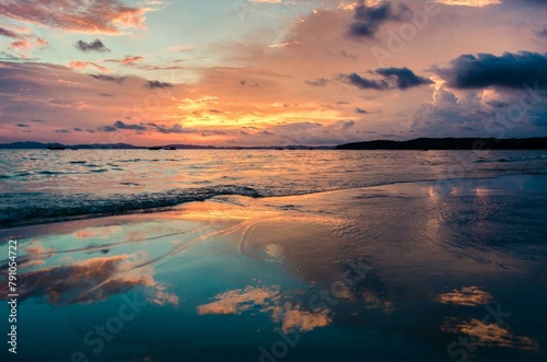 sunset on the beach © Skylinepixelx