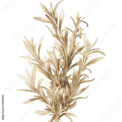 Vintage Botanical rosemary Drawing, Cream Palette, Antique Horticultural Illustration