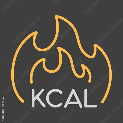 Kcal fire vector icon. Calorie burn, fat burning