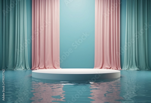 Generative AI illustration of podium and curtains