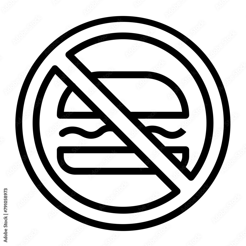 No Junk Food Vector Line Icon Design No Junk Food Vector Line Icon Design