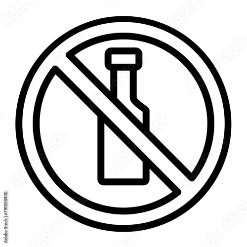 No Alcohol Vector Line Icon Design