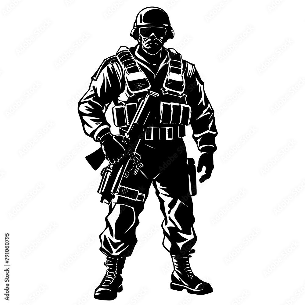 Silhouette of army soldier full body Silhouette of army soldier full body