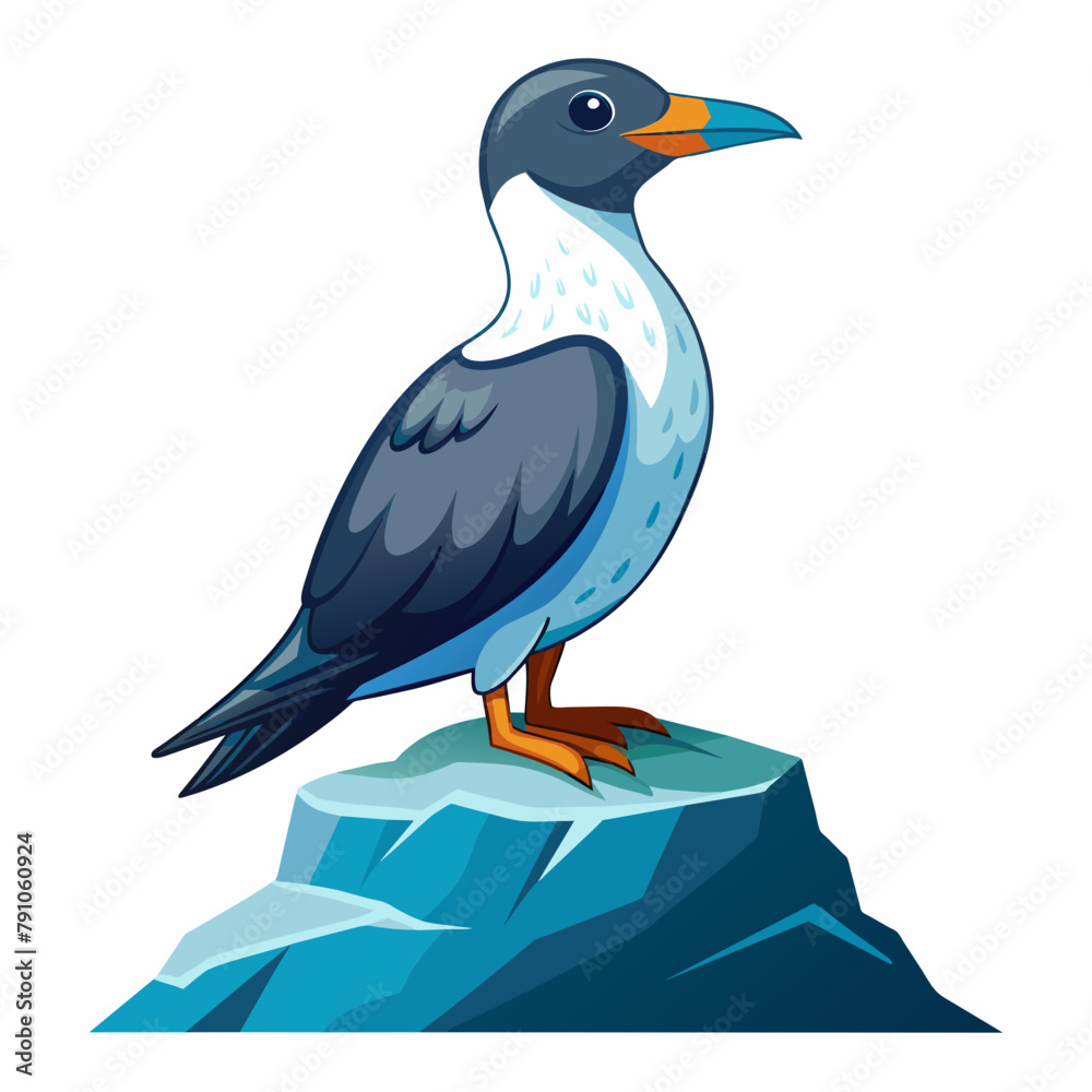 Free vector perched seabird on rocky outcrop on white background Free vector perched seabird on rocky outcrop on white background