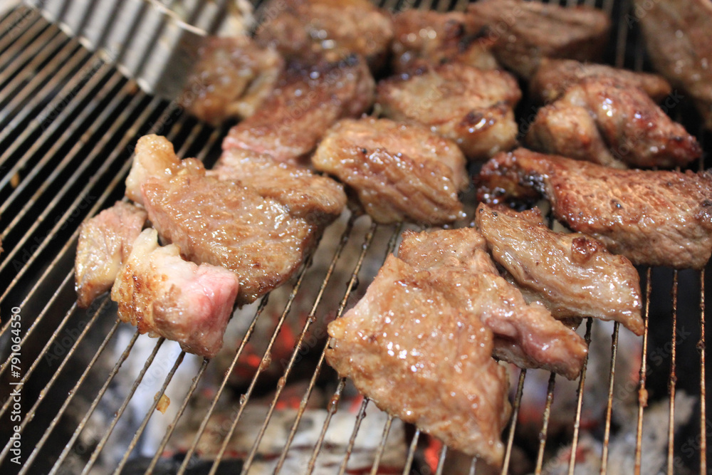 delicious grilled meat on barbecue delicious grilled meat on barbecue