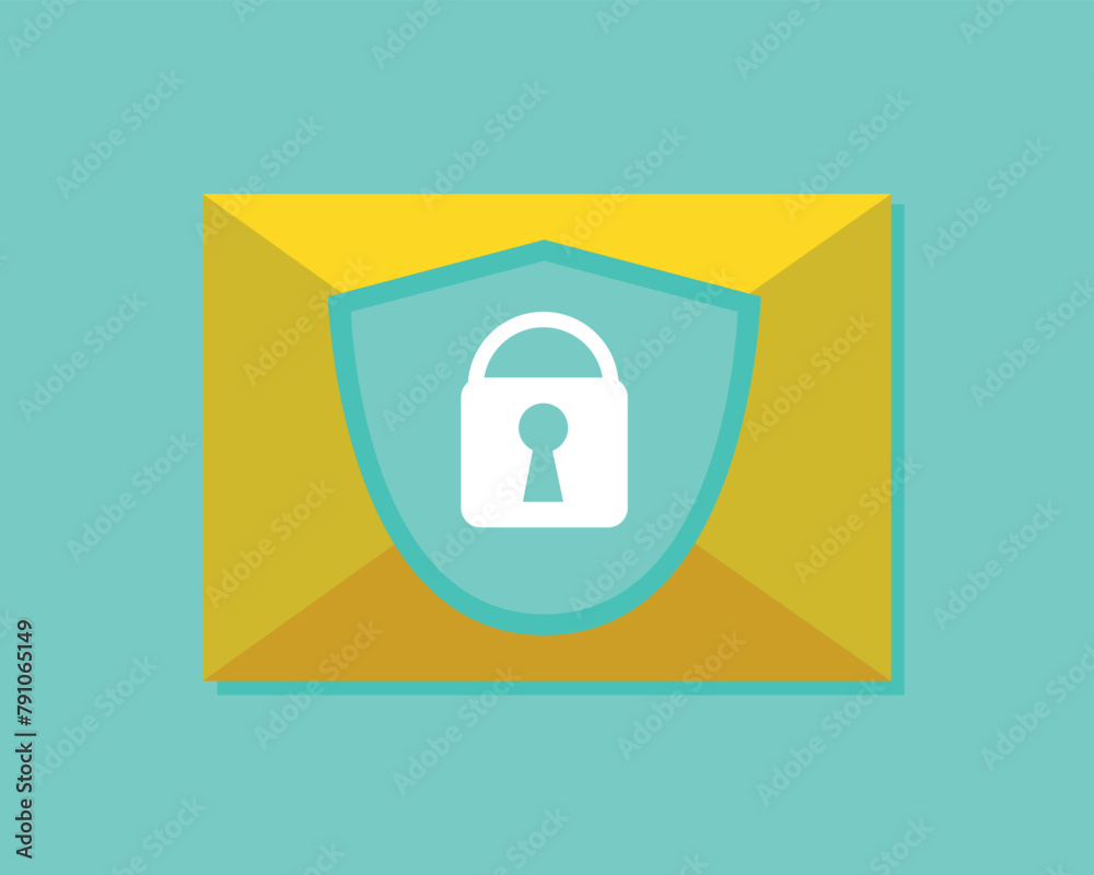 Email security concept, e-mail envelope with shield icon. Email security concept, e-mail envelope with shield icon.