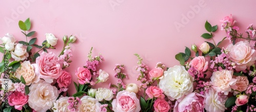 Arrangement of flowers with space for a message. photo