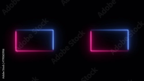 Neon looped light frame for game streaming video on a transparent background. Live streaming Frame - Animated Neon Overlay Template. Looped. Alpha channel. photo