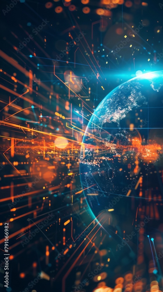 Background with globe and digital technology. Background with globe and digital technology.
