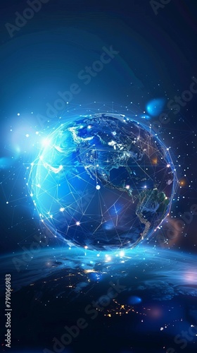 Background with globe and digital technology.