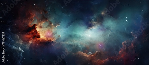 Colorful cosmic background with a distant nebula