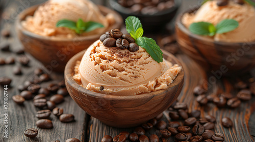 Ice cream coffee with coffee beans