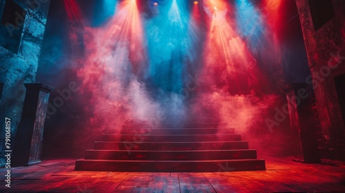 Theatrical Stage with Dramatic Lighting Generative AI photo