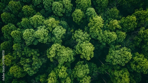 Lush Green Forest Canopy Captured by Drone Generative AI