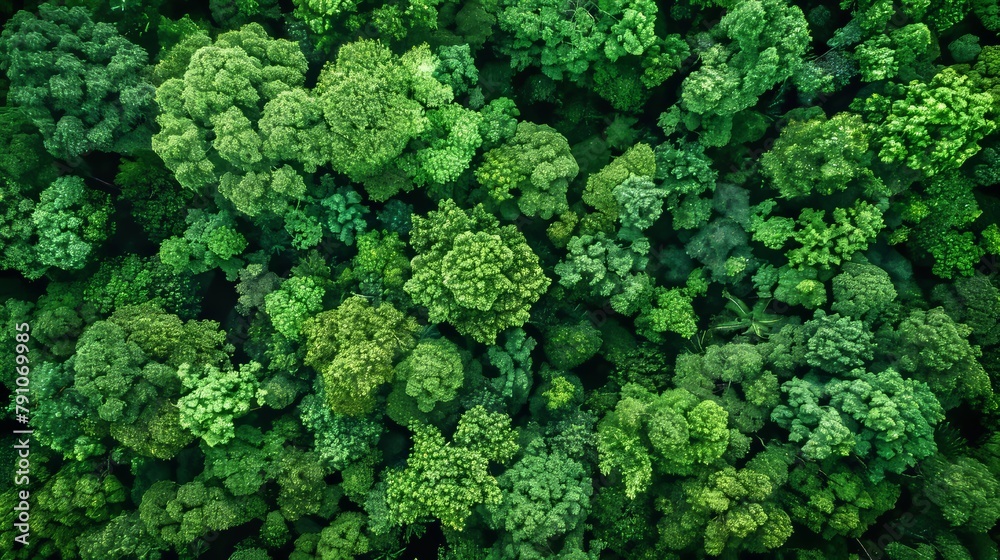 Aerial View of Lush Green Forest Canopy Generative AI