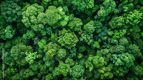 Aerial View of Lush Green Forest Canopy Generative AI © Stefan