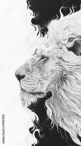 Abstract lion poster design with duality effect.