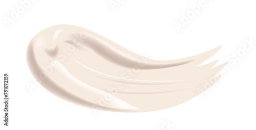 White Cream Smear. Cosmetics Beauty Skin Care Product Stroke Isolated On White Background, Foundation, Milk, Lotion