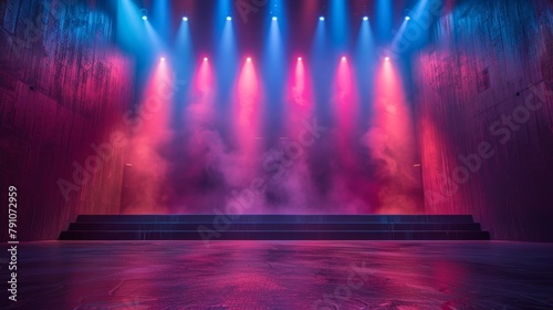 Dramatic Illuminated Stage for Modern Dance Performance Generative AI photo