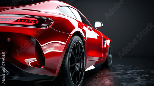Luxury expensive red car parked on black background. Sport and modern luxury design car. Automotive advertising banner.