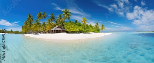 Panoramic view of a tropical island in the Indian Ocean  Maldives