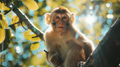 Capucin Monkey on Tree photo