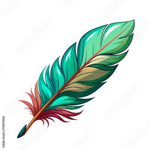 Colorfu birdl feather on white background