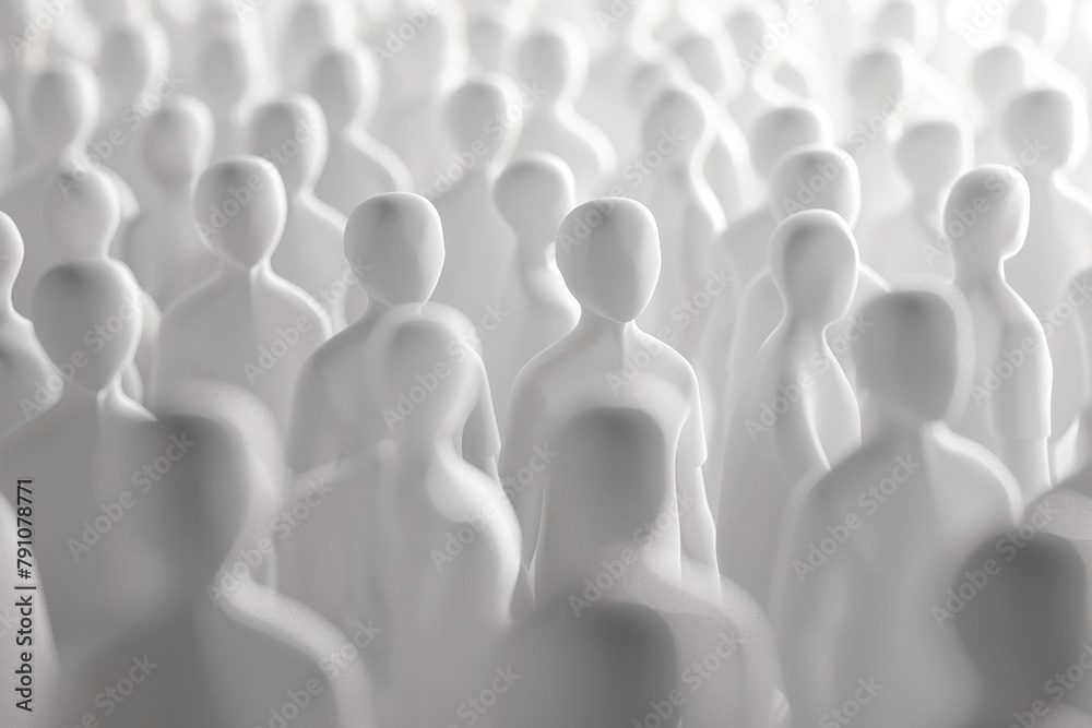 Image of a large number of white silhouettes of faceless people.