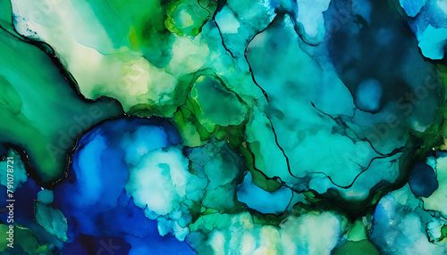 blue and green alcohol ink background 