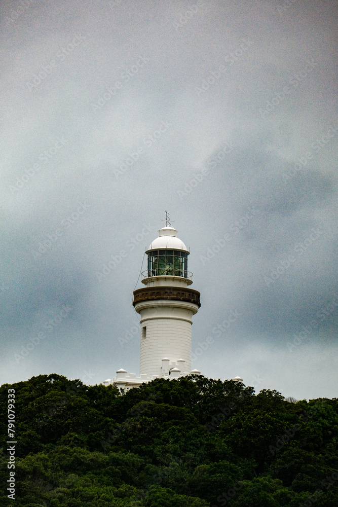 Coastal Sentinel: Byron Bay Lighthouse Amidst Cloudy Skies