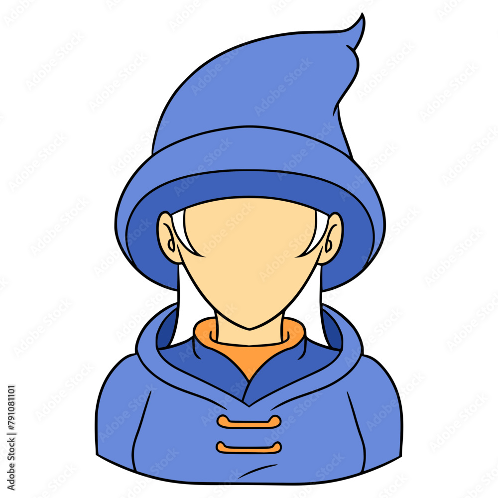 faceless woman mage illustration hand drawn isolated vector	
