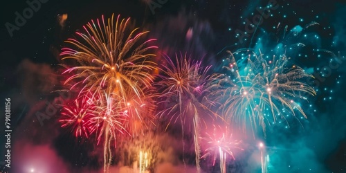 Fireworks Display Illuminating the Night Sky During Festive Celebration