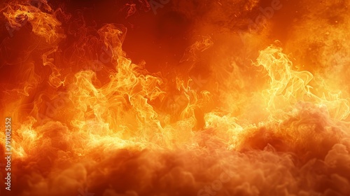  A tight shot of a fire, brimming with intense orange and yellow flames, as smoke vigorously ascends from its peak