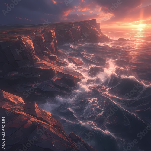Spectacular Seaside Vistas at Sunrise - Stock Image