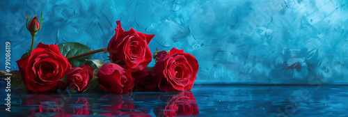Red roses on a blue background © Jonas Weinitschke