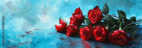 Red roses on a blue background