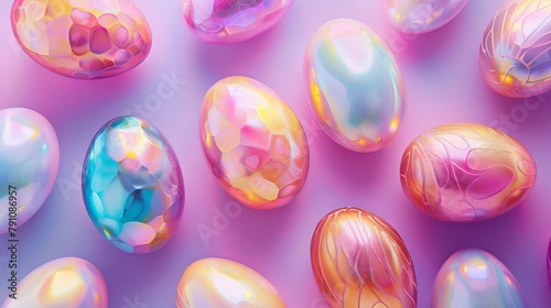 Mother of pearl glamorous painted easter eggs.