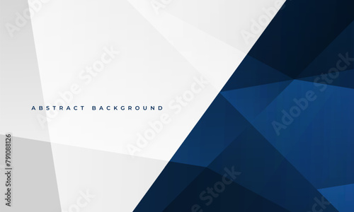 White and blue modern abstract background with polygonal texture. Dark blue and white abstract backdrop with 3d geometric shapes. Vector illustration