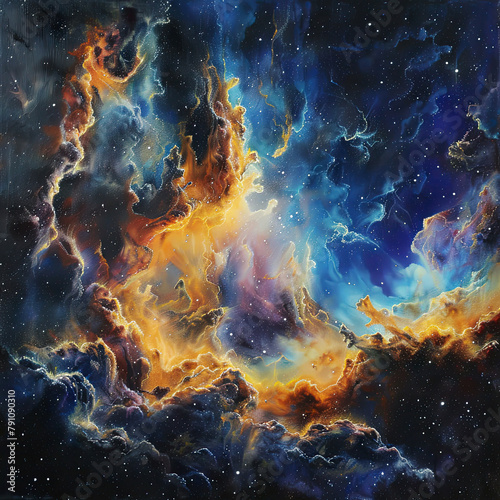 Nebulous Dreams Oil Painting Illustration of Cosmic Beauty