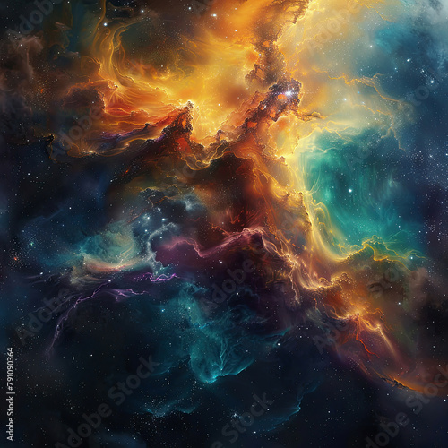 Nebulous Dreams Oil Painting Illustration of Cosmic Beauty