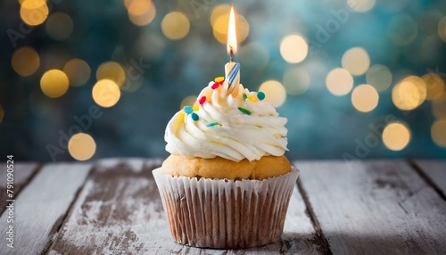 Birthday Cupcake With One Candle 