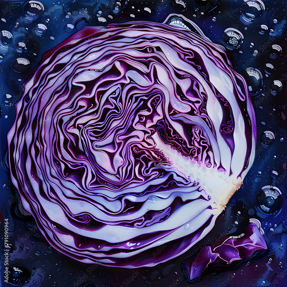 Obraz premium Red Cabbages Sliced in Half