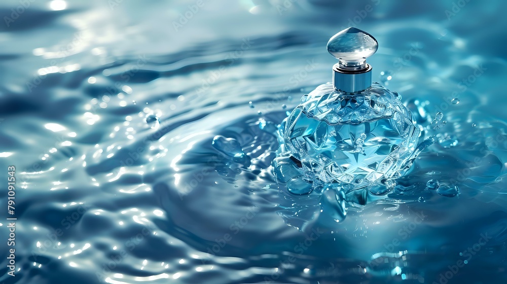 Cool and Fresh Perfume Bottle in Dream-like Setting Cool and Fresh Perfume Bottle in Dream-like Setting