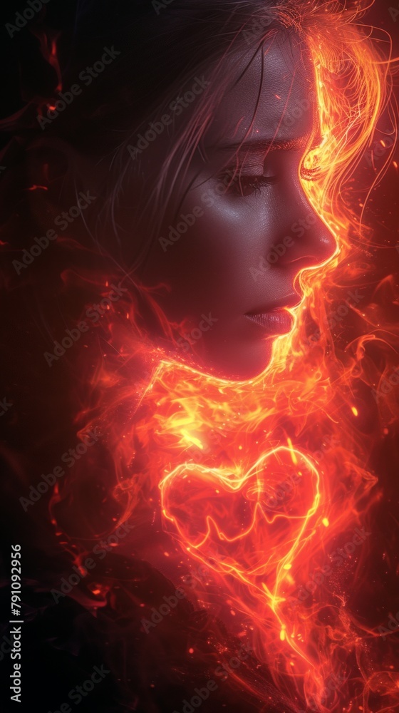 Flame and girl, abstract beautiful background. Flame and girl, abstract beautiful background.